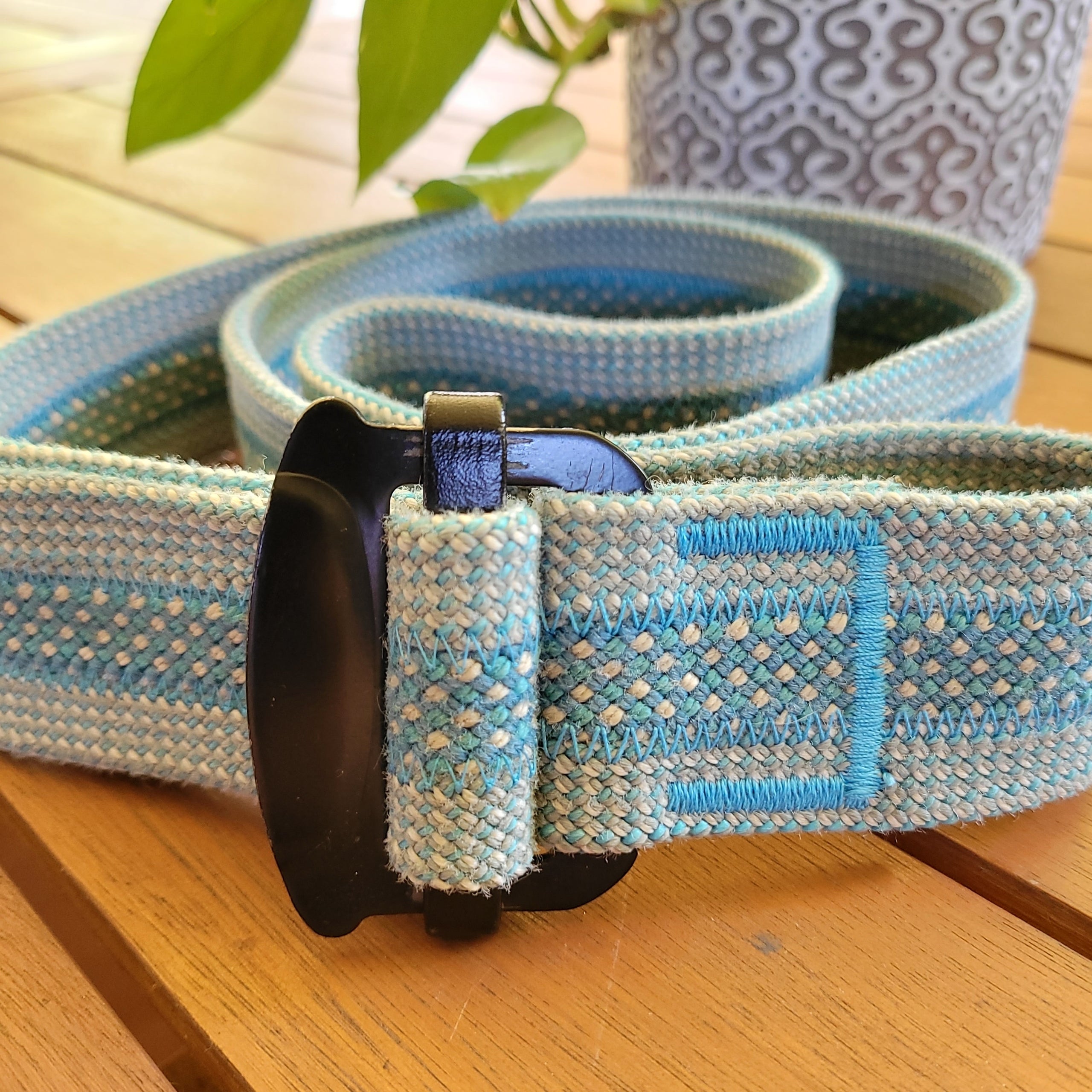 Upcycled Rope Belt in Beautiful Blues